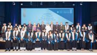 University of Doha for Science and Technology’s (UDST) highest achieving graduands of the Class of 2023 with Dr. Salem Al Naemi, President of UDST and academic staff. 