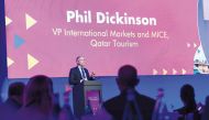 Phil Dickinson, Qatar Tourism VP International Markets and MICE, speaking during the event.