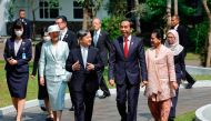 Japan's Emperor Naruhito (3rd L) and Empress Masako (2nd L) visit the Bogor Botanical with Indonesian President Joko Widodo (3rd R) and First Lady Iriana Widodo (2nd R) in Bogor on June 19, 2023. (Photo by WILLY KURNIAWAN / POOL / AFP)