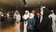 President of Singapore H E Halimah Yacob accompanied by Minister of Education and Higher Education H E Buthaina bint Ali Al Jabr Al Nuaimi visiting the National Museum of Qatar.  

