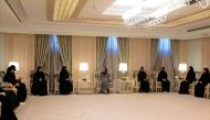 Consort of HH the Amir, HH Sheikha Jawaher bint Hamad bin Suhaim Al Thani, with the outstanding female high school students.