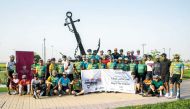 Participants of a cycling ride organised by MoT to mark Day of the Seafarer. 