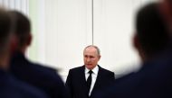 Russian President Vladimir Putin meets with servicemen at the Kremlin in Moscow on June 27, 2023. (Photo by Mikhail Tereshchenko / SPUTNIK / AFP)
