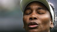 US player Venus Williams reacts as she plays against Ukraine's Elina Svitolina during their women's singles tennis match on the first day of the 2023 Wimbledon Championships at The All England Tennis Club in Wimbledon, southwest London, on July 3, 2023. (Photo by Daniel Leal / AFP)