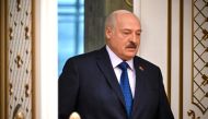 Belarus' President Alexander Lukashenko arrives to meet with foreign media at his residence, the Independence Palace, in the capital Minsk on July 6, 2023.  Photo by Alexander NEMENOV / AFP