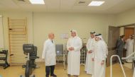 QRCS President Yousef bin Ali Al Khater (second left) and other officials visiting Al Hemailah Workers’ Health Center in the Industrial Area.