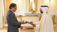 President of Colombia H E Gustavo Francisco Petro Urrego receiving credentials of Ambassador of Qatar H E Issa bin Jaber Al Kuwari.
