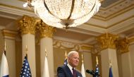 US President Joe Biden addresses a joint press conference with Finland's President after the US-Nordic leaders summit in Helsinki on July 13, 2023. (Photo by ANDREW CABALLERO-REYNOLDS / AFP)