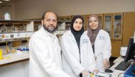 Dr. Shabi Abbas Zaidi (left), the supervisor, with researchers Maimoona Mohamed and Nada Yahya Deyab.