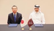 IPA Qatar CEO, Sheikh Ali Alwaleed Al Thani (right) with Chairman and CEO of JETRO, Norihiko Ishiguro during the MoU signing.