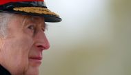 Britain's King Charles III inspects graduating officer cadets march during the 200th Sovereign's Parade at the Royal Military Academy, Sandhurst, southwest of London on April 14, 2023. (Photo by Daniel Leal / AFP)

