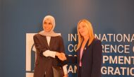 Minister of State for International Cooperation H E Lolwah bint Rashid Al Khater (left) during the conference in Rome.
