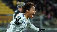Philippines' forward #07 Sarina Bolden celebrates scoring her team's first goal during the Australia and New Zealand 2023 Women's World Cup Group A football match between New Zealand and the Philippines at Wellington Stadium, also known as Sky Stadium, in Wellington on July 25, 2023. (Photo by Marty MELVILLE / AFP)
