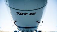 (FILES) The exterior of a 787 Dreamliner at the Boeing manufacturing facility in North Charleston, on December 13, 2022. (Photo by Logan Cyrus / AFP)
