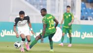 Al Sadd's Gonzalo Plata (LEFT) vies for the ball possession with Al Shorta's Abdoul Madjid Moumouni during yesterday's quarter-final match.