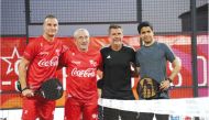 Paris Saint-Germain President Nasser Al Khelaifi (right), a Global Ambassador of the YSG programme, poses for a photograph along with other participants on sidelines of padel match.    