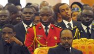 File photo: Omar Bongo Ondimba, Gabon's President (right) and General Brice Oligui Nguema (2nd row centre) attend the funeral of Gabon's first lady, Edith Lucie Bongo, in the Presidential Palace in Libreville on March 19, 2009. (Photo by WILS YANICK MANIENGUI / AFP)