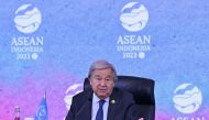 United Nations Secretary General Antonio Guterres speaks during a press conference during the 43rd ASEAN Summit in Jakarta on September 7, 2023. (Photo by Adek Berry / AFP)