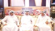 CEO of Qatar Media Corporation H E Sheikh Abdulaziz bin Thani Al Thani (centre) with other officials during his visit to the Katara International Hunting and Falcons Exhibition (S’hail) yesterday.