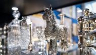 A silver pony expected to fetch between 400 and 600 Swiss francs ($450-$670) is displayed ahead of sales at Geneve Encheres auction house, in Geneva on September 8, 2023. (Photo by Fabrice Coffrini / AFP)
 