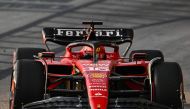 Ferrari's Monegasque driver Charles Leclerc drives during the first practice session of the Singapore Formula One Grand Prix night race at the Marina Bay Street Circuit in Singapore on September 15, 2023. Photo by Lillian SUWANRUMPHA / AFP