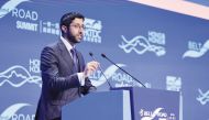 Assistant Undersecretary for Industry and Business Development Affairs at the Ministry of Commerce and Industry, Saleh bin Majid Al Khulaifi addressing the 8th Belt and Road Summit in Hong Kong.