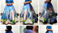 The hand-painted 'Doha Skyline Day & Night' costume by Qatar-based Filipino artist Michael Conjusta.