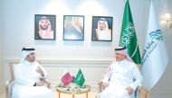 Minister of Tourism of Saudi Arabia H E Ahmed Al Khateeb (right) meeting Deputy Chairman of Qatar Tourism, Saad bin Ali Al Kharji.