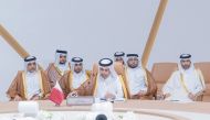Minister of Environment and Climate Change Sheikh Dr. Faleh bin Nasser bin Ahmed bin Ali Al Thani with other Qatari delegates at the event.
