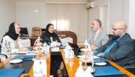 Founder and Chairperson of Al Faleh Educational Holding H E Dr. Sheikha Aisha bint Faleh Al Thani (second left) during a meeting with officials.