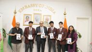 Ambassador of India to Qatar H E Vipul (third from left) during the book unveiling ceremony at the Indian Embassy in Doha.