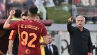 :Roma's Italian forward #92 Stephan El Shaarawy celebrates after scoring during the Italian Serie A football match between AS Roma and Monza at the Olympic stadium in Rome on October 22, 2023. (Photo by Tiziana FABI / AFP)
