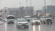 Vehicles on Old Airport Road during the recent rain on Thursday, October 26, 2023. Pic: Salim Matramkot / The Peninsula