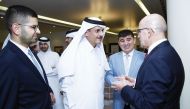 Second Deputy to Chairman of Qatari Businessmen Association, H E Sheikh Dr. Khalid bin Thani Al Thani (third right) with Turkish Minister of Treasury and Finance H E Mehmet Simsek (right) and Ambassador of Turkiye to Qatar H E Dr. Mustafa Goksu (second right) at the event.
