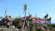 Damages caused by Hurricane Otis to the so-called Tarzan House, the former residence of US actor Johny Weissmuller, famous for representing 'Tarzan' in numerous films-- located at the Los Flamingos hotel, in Acapulco, state of Guerrero, Mexico, taken on October 31, 2023. (Photo by Francisco Robles / AFP)