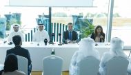 Assistant Undersecretary for Climate Change Affairs of MoECC Eng Ahmed Mohammed Al Sada (second left) and Executive Director of Earthna Dr Gonzalo Castro de la Mata (second right) with other official during the launch of Qatar Sustainability Week 2023.