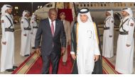 President of the Republic of South Africa HE Cyril Ramaphosa was welcomed upon his arrival to Doha by the Minister of State for Foreign Affairs HE Sultan bin Saad Al Muraikhi on Tuesday evening, November 14, 2023.