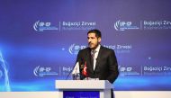 Minister of Commerce and Industry H E Sheikh Mohammed bin Hamad bin Qassim Al Thani addressing the 14th Bosphorus Summit in Istanbul, recently.