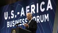 US President Joe Biden speaks at the US-Africa Business Forum during the US-Africa Leaders Summit at the Walter E. Washington Convention Center in Washington, DC on December 14, 2022. (Photo by Brendan SMIALOWSKI / AFP)

