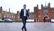 Britain's Prime Minister Rishi Sunak arrives at at Hampton Court Palace in south west London on November 27, 2023, to attend the Global Investment Summit. (Photo by Stefan Rousseau / POOL / AFP)
