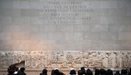 File: Visitors view the Parthenon Marbles, also known as the Elgin Marbles, at the British Museum in London on January 9, 2023. Greek Prime Minister Kyriakos Mitsotakis expressed his 