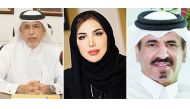 From left: Deputy CEO of Dar Al Sharq and Editor-in-Chief of Al Sharq newspaper Jaber Salem Al Harami; Dr. Buthaina Hassan Al Ansari, author of ‘The Power of the State - Economic Indicators for the State of Qatar’, and Qatar Chamber First Vice Chairman, Mohamed bin Ahmed bin Twar Al Kuwari