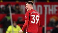 Manchester United's Scottish midfielder #39 Scott McTominay celebrates scoring the team's second goal during the English Premier League football match between Manchester United and Chelsea at Old Trafford in Manchester, north west England, on December 6, 2023. Photo by Oli SCARFF / AFP