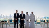 (From left) Global Champions Arabians Tour (GCAT) Brand & Marketing Officer Jorge Cunha, Global Champions Tour Founder and President Jan Tops, CEO of the event Badr Al Darwish and Deputy CEO Mohamed Al Thani, during the launch of the GCAT on the sidelines of the World Arabian Horse Championship at the Old Doha Port, yesterday.