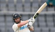 New Zealand's Glenn Phillips plays a shot during the third day of the second Test cricket match between Bangladesh and New Zealand at the Sher-E-Bangla National Cricket Stadium in Dhaka on December 8, 2023. Photo by Munir UZ ZAMAN / AFP