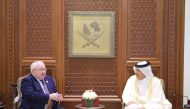 Speaker of the Shura Council H E Hassan bin Abdullah Al Ghanim meeting with Speaker of the Parliament of the Republic of Ireland H E Sean O Fearghail.
