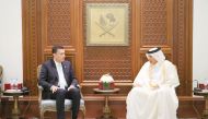 Speaker of the Shura Council H E Hassan bin Abdullah Al Ghanim meeting with Speaker of the House of Representatives of the Hashemite Kingdom of Jordan H E Ahmed Al Safadi, yesterday. 
