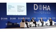 Lord Thomas of Cwmgiedd, Bart Katureebe, Dominic Grieve and Dr. Dalia Fahmy during the panel discussion at the Doha Forum 2023.