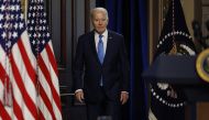 US President Joe Biden arrives for a meeting of his National Infrastructure Advisory Council in the Indian Treaty Room of the Eisenhower Executive Office Building on December 13, 2023 in Washington, DC. Chip Somodevilla/Getty Images/AFP 