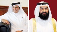 Chairman of Qatar Chamber  and First Vice-President of the Islamic Chamber Sheikh Khalifa bin Jassim Al Thani (left) and Qatar Chamber board member Dr. Mohamed bin Jawhar Al Mohamed.